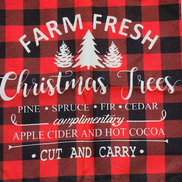 🎄 New Set of 4 Christmas Holiday Pillow Covers Buffalo Check Plaid Truck Farm - Picture 2 of 6